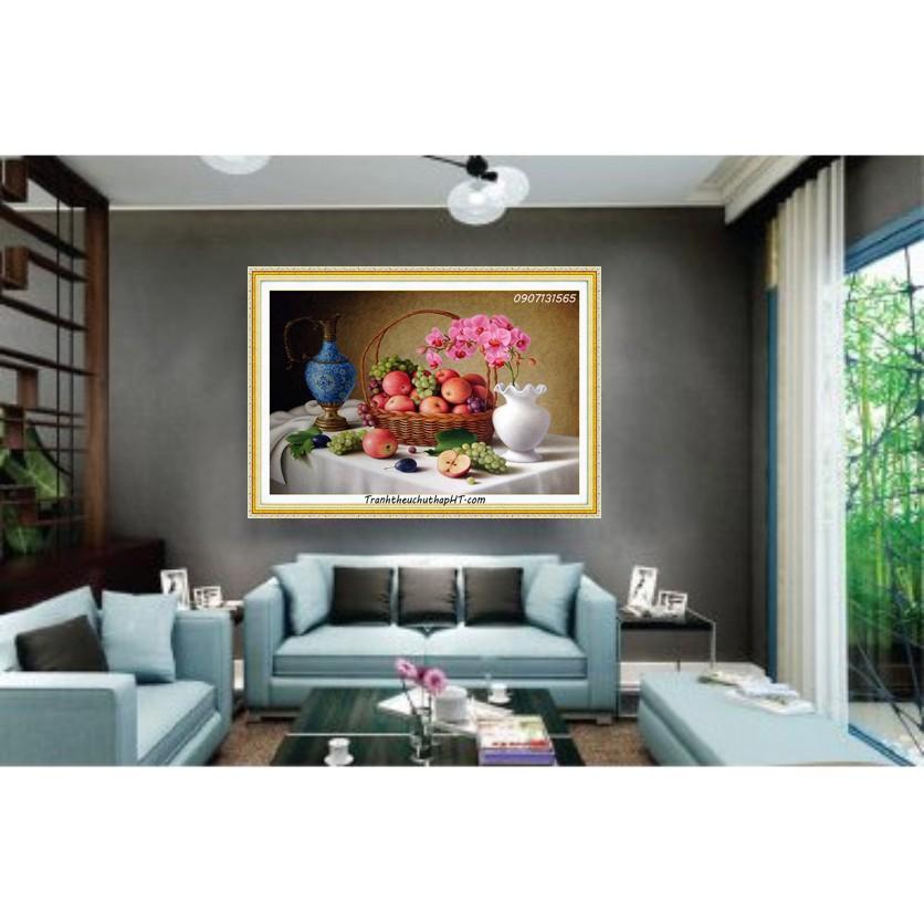 Tranh đính đá Giỏ trái cây chín mọng LV046 – Tự đính