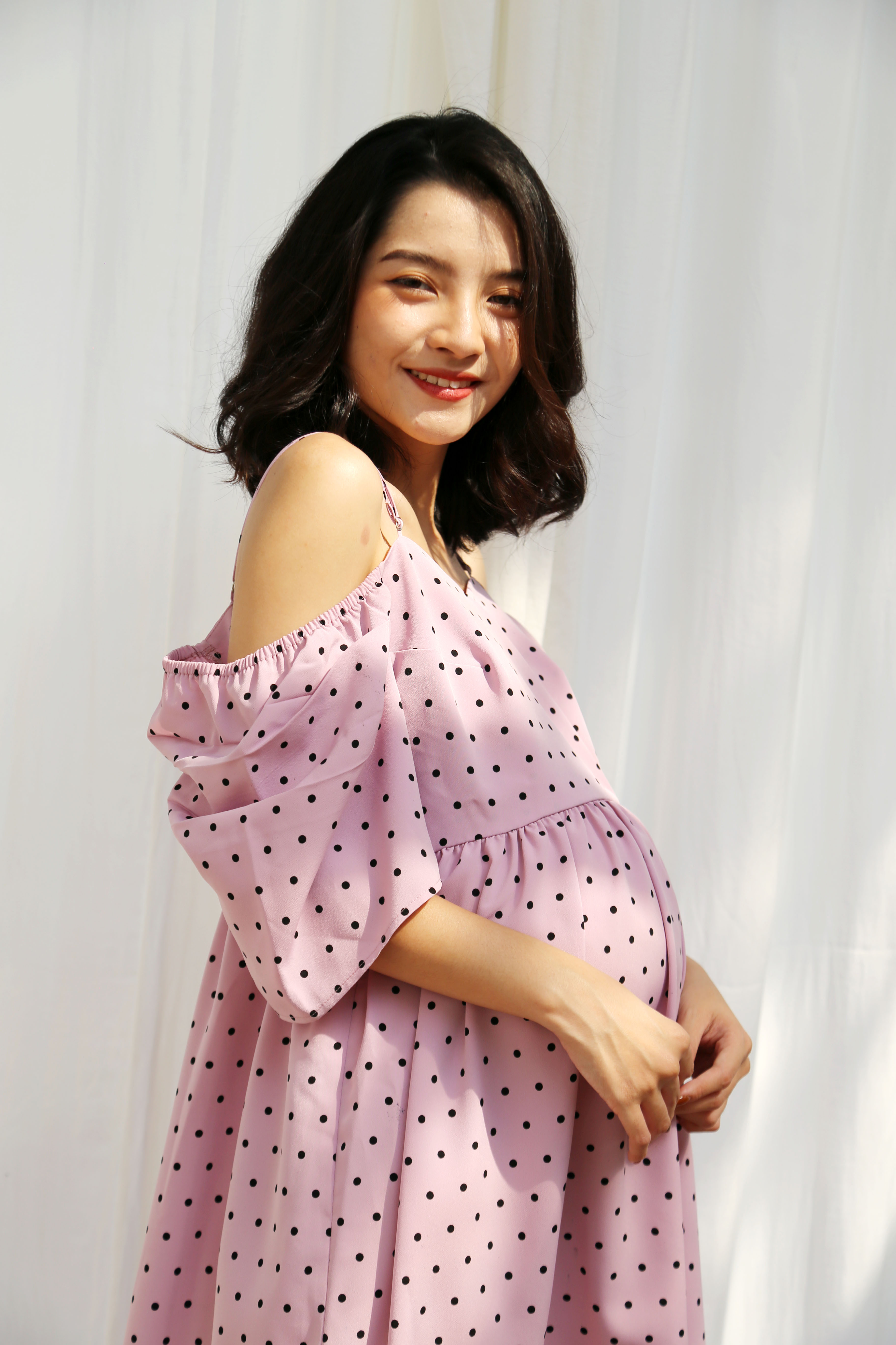Đầm bầu thiết kế Dreamama, đầm baby doll, đầm bầu xinh, đầm rớt vai, đầm big size.