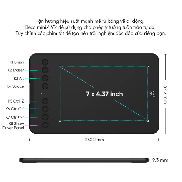 Bảng Vẽ Điện Tử XP-Pen Deco Mini7 V2 – 16K - Hàng Chính Hãng