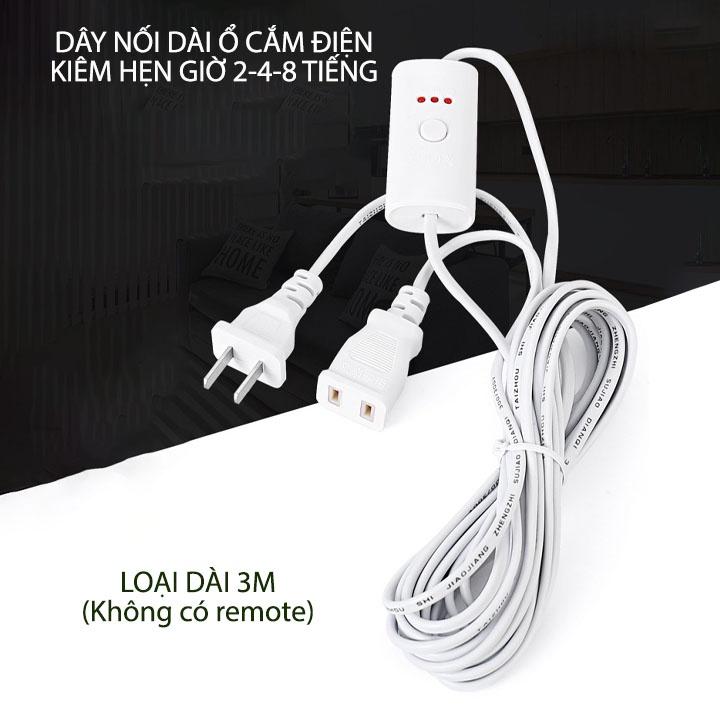 Ổ cắm điện kéo dài kiêm hẹn giờ tự tắt 2-4-8 giờ, dài 3.0m, loại có hoặc không có remote tùy chọn
