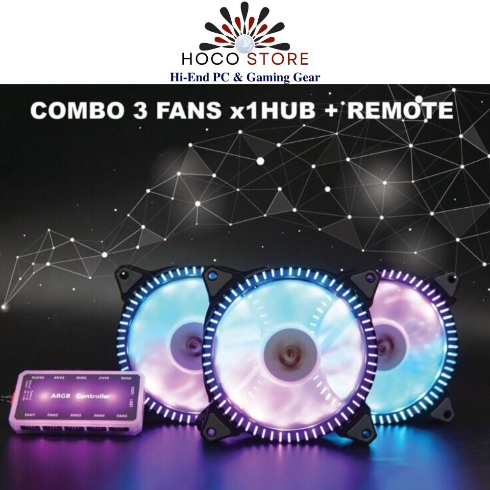 BỘ KIT 3 FAN V208B LED ARGB (1 HUP/ 1 REMOTE/ 3C FAN) - HÀng Chính HÃng