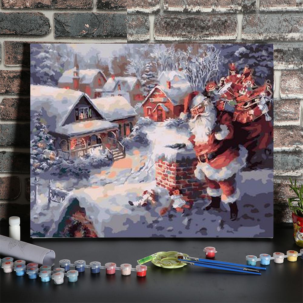 Bộ tranh sơn dầu không khung DIY bao gồm 3 cọ vẽ và 1 bộ bột màu thân thiện với môi trường