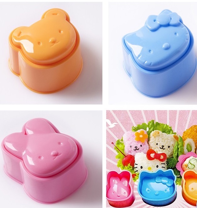 Set 3 khuôn tạo hình cơm bento, ép trứng, ép cơm hình thú dễ thương cho bé
