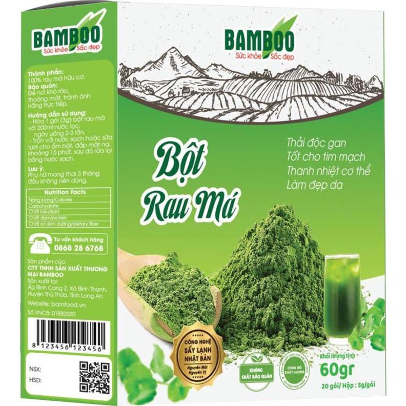Bột rau má BAMBOO nguyên chất, siêu mịn hộp 60g/ 20 gói