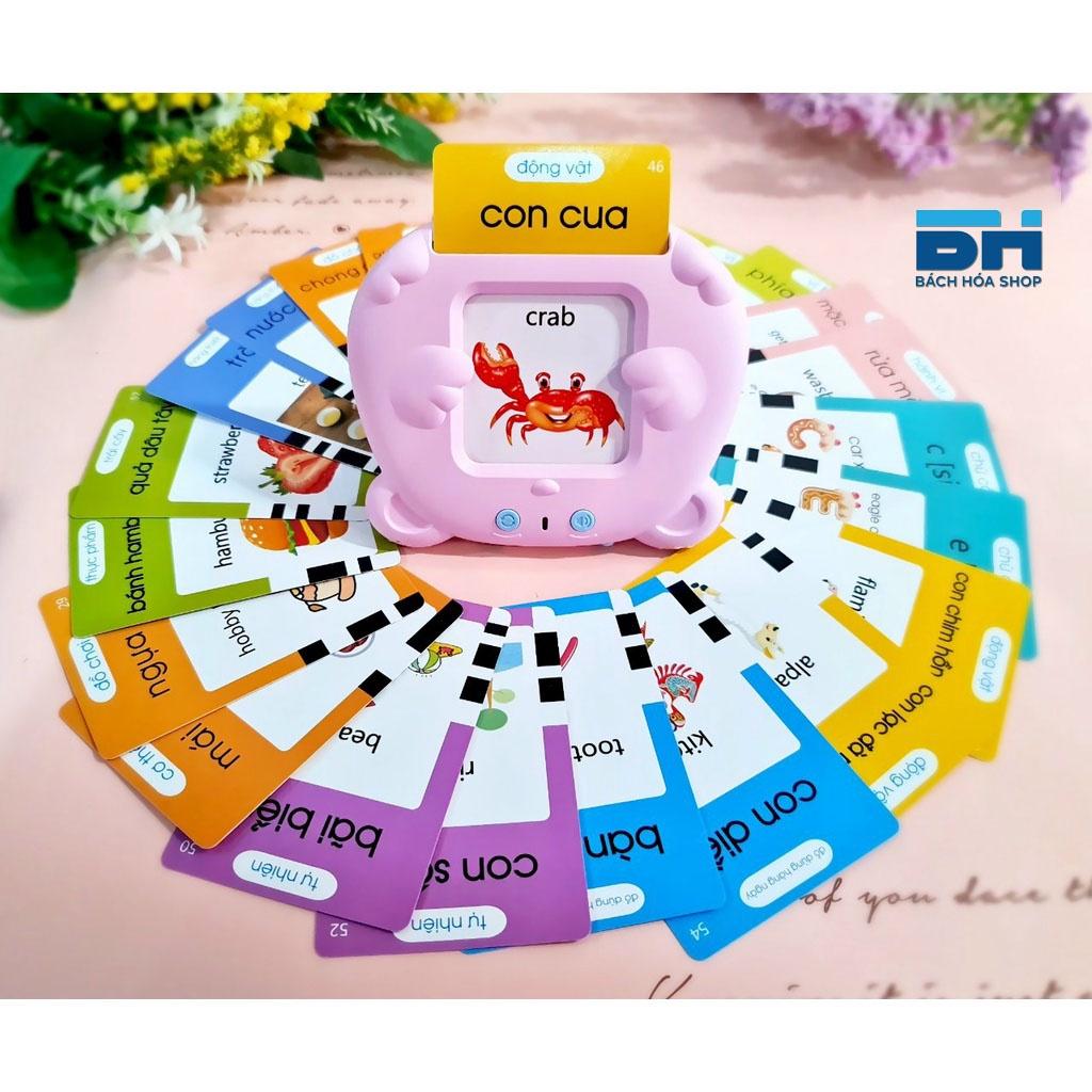 Máy đọc thẻ Anh - Việt flashcard, 112 thẻ 224 từ khoá và 12 chủ đề, không có sóng điện từ, an toàn cho bé