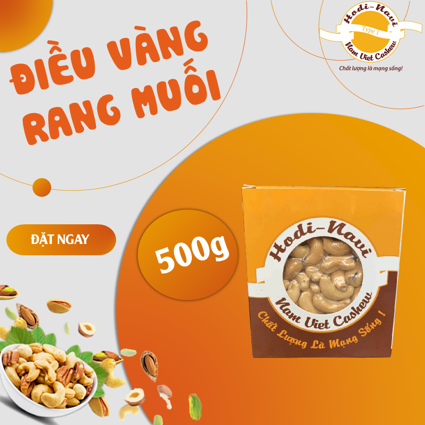 Điều vàng rang muối Hodi - NaVi hộp ép chân không 500g