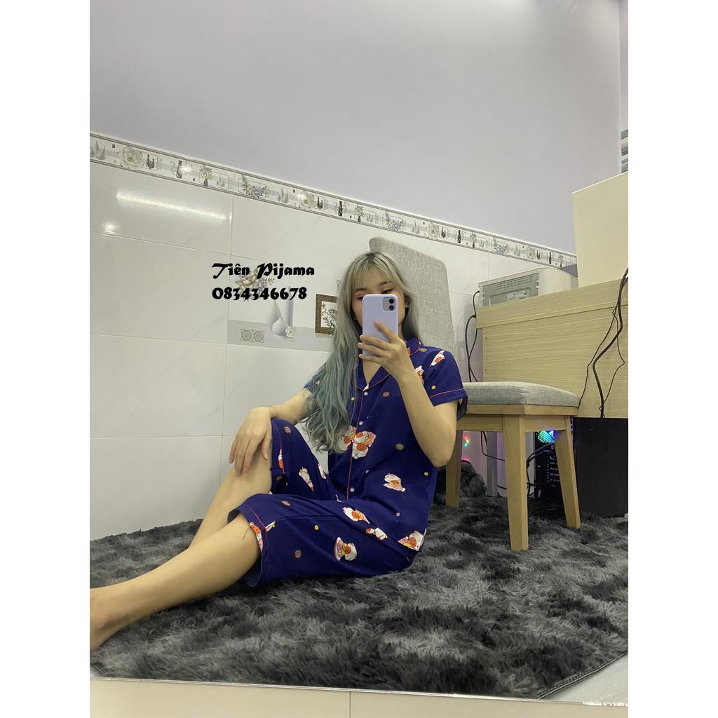 Bộ Pijama Lụa , Bộ Mặc Nhà Lụa Cộc Tay Cao Cấp Hàng Thiết Kế Có Size, Chất Lụa Mịn Mát