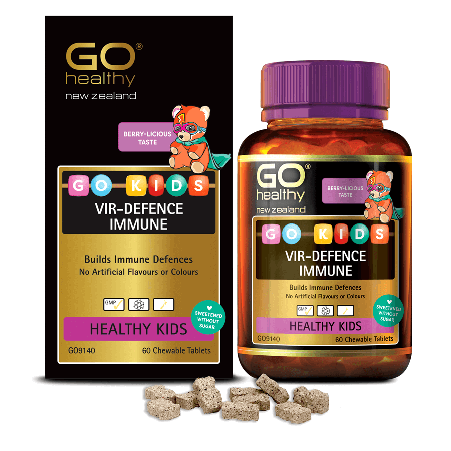 GO KIDS VIR-DEFENCE IMMUNE 60 VIÊN- Viên nhai tăng sức đề kháng chotrẻ 2+ nhập khẩu chính hãng GO Healthy New Zealand