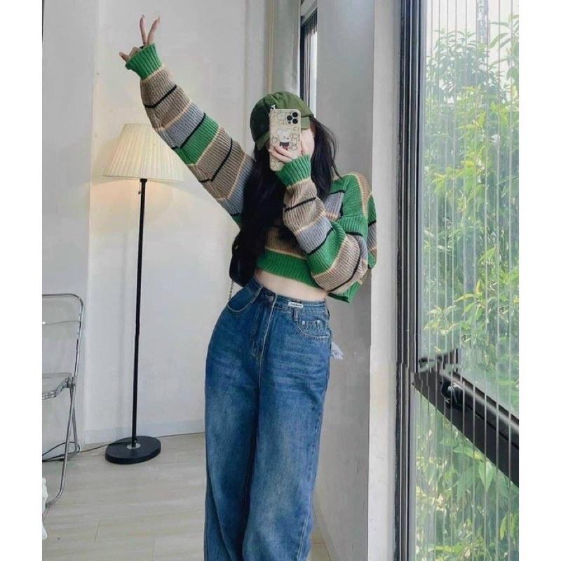 Bigsize Áo len sock sọc xanh 50-90kg