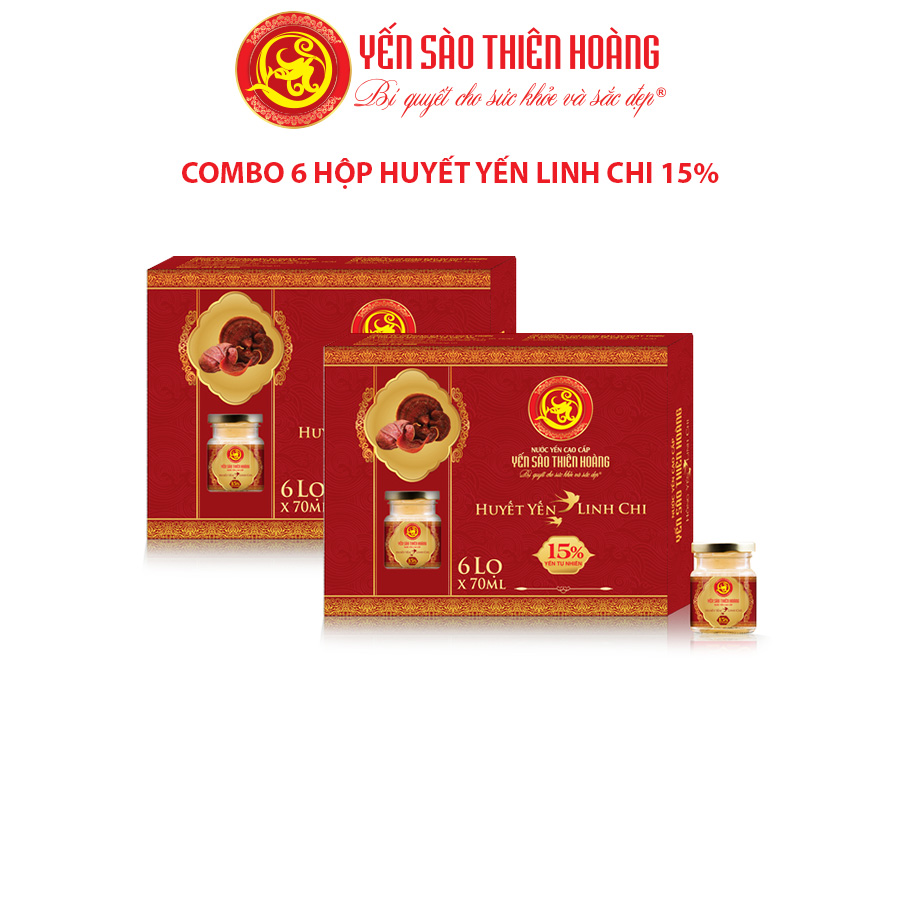 Combo 6 hộp nước Yến 15% Huyết Yến Linh Chi ( hộp/6 lọ )