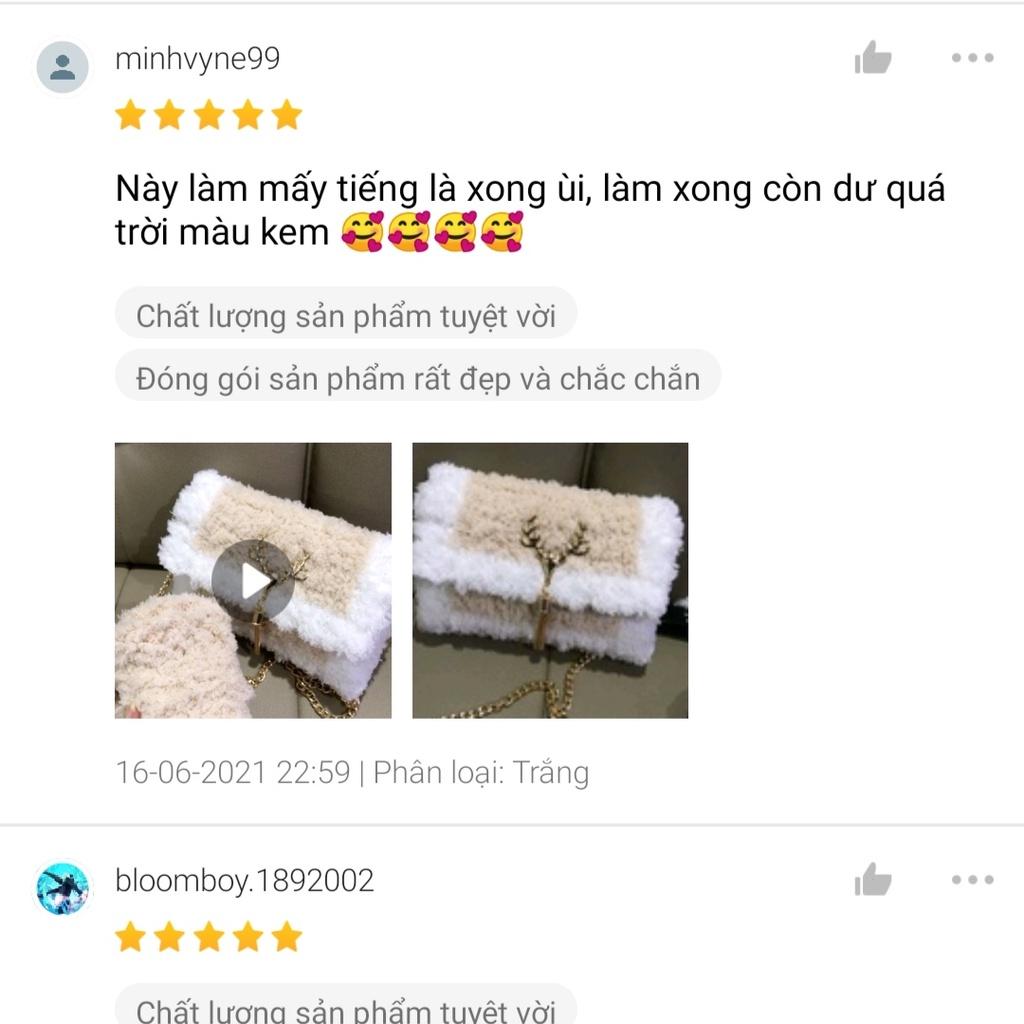 Túi Handmade Tự Đan Lông Xù - Phụ Kiện Đan Túi