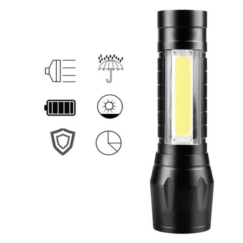 COB  Light Lamp Camping Flashlight USB Rechargeable Fixed-focus