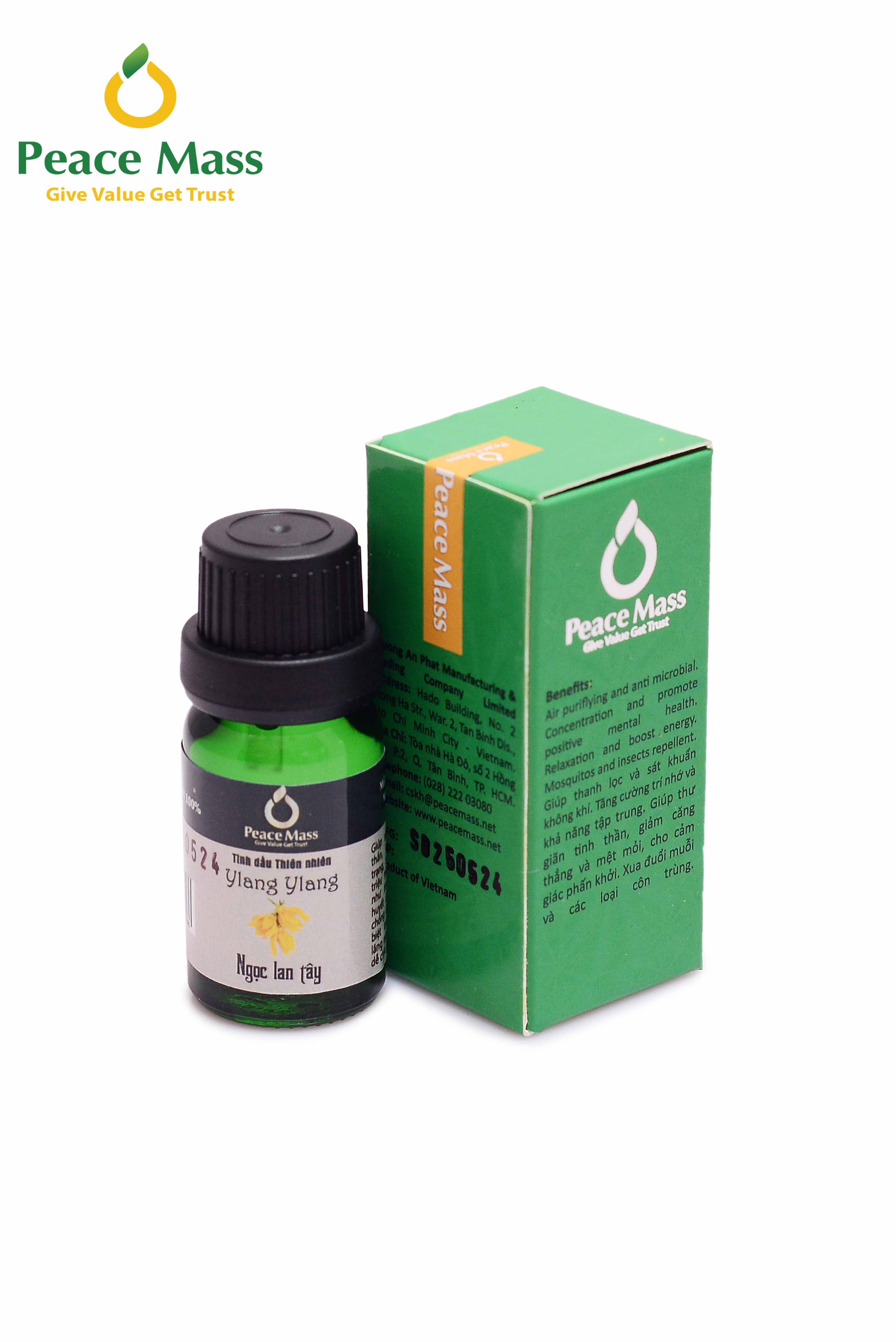 TD10ml-KX4 Combo Tinh Dầu Ngọc Lan Tây Peace Mass 10ml - Bộ Kẹp Xe Ô tô - Ylang Ylang