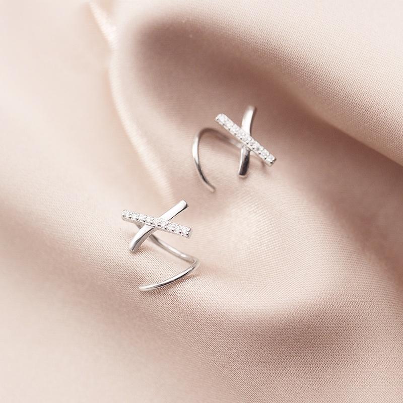 Bông tai bạc ATJ9086, khuyên tai bạc ta chữ X xoắn kiểu mới - ANTA Jewelry