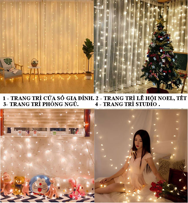 Đèn Led Trang Trí Ngôi Sao Dài 6M - 40 Bóng Trang Trí Noel Lễ Tết