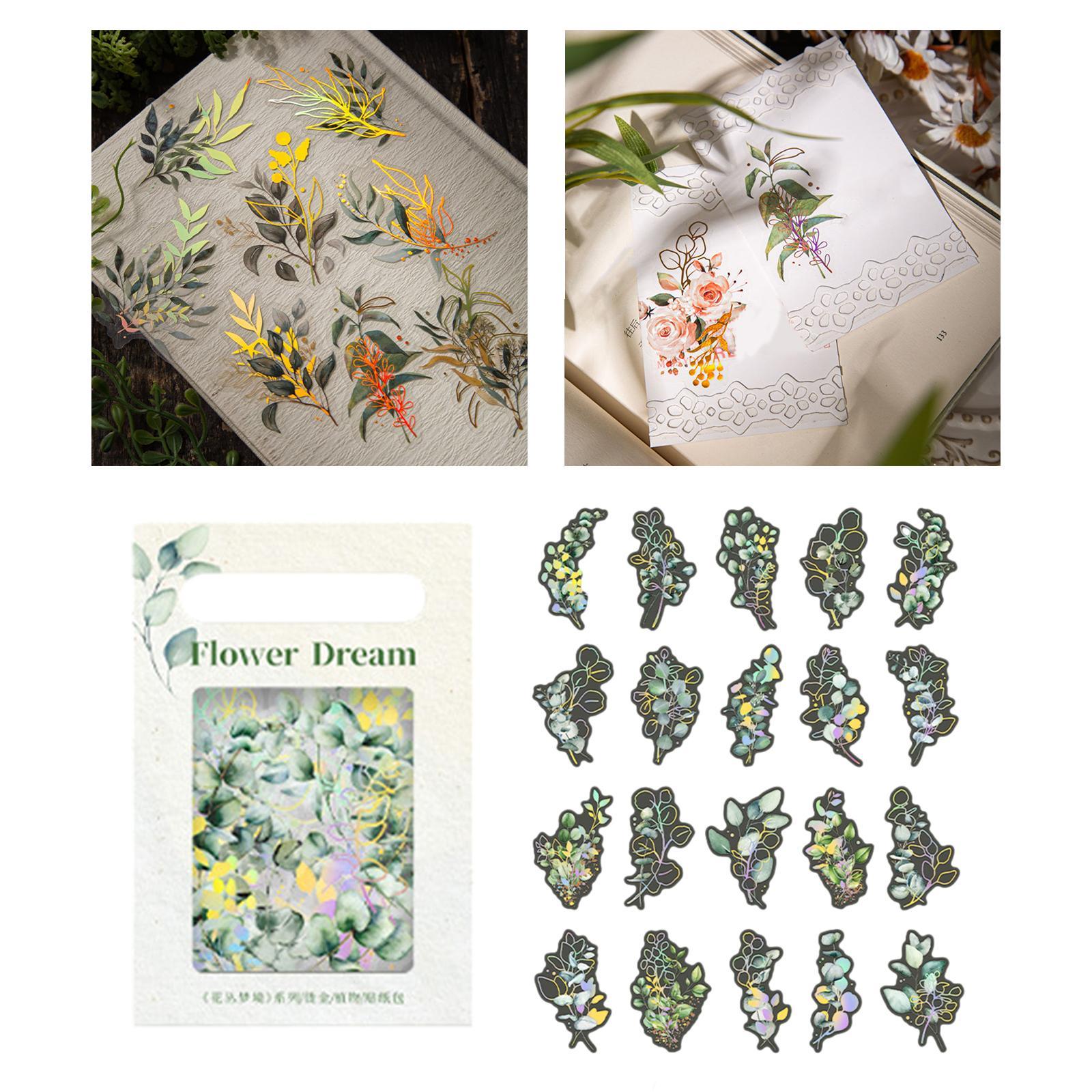 40Pcs Plant Stickers Scrapbooking Stickers DIY Crafts Waterproof Stickers PET Transparent Decorative Stickers  Notebook Diary