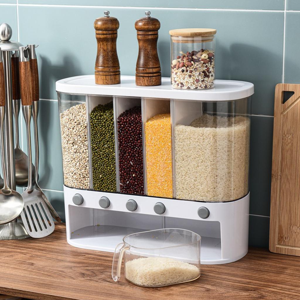 Kitchen Pantry Storage Container Rice Grain Dispenser Cereal Bucket 12 L Bin