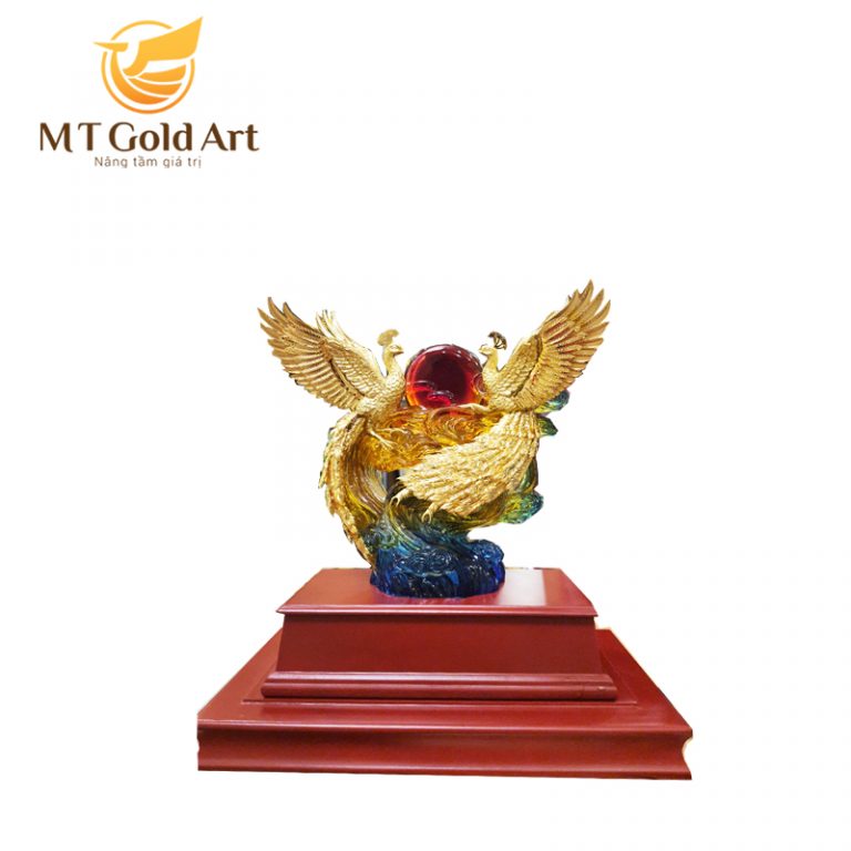 Tượng phượng hoàng dát vàng 24k MT Gold Art- Hàng chính hãng, trang trí nhà cửa, phòng làm việc, quà tặng sếp, đối tác, khách hàng, tân gia, khai trương