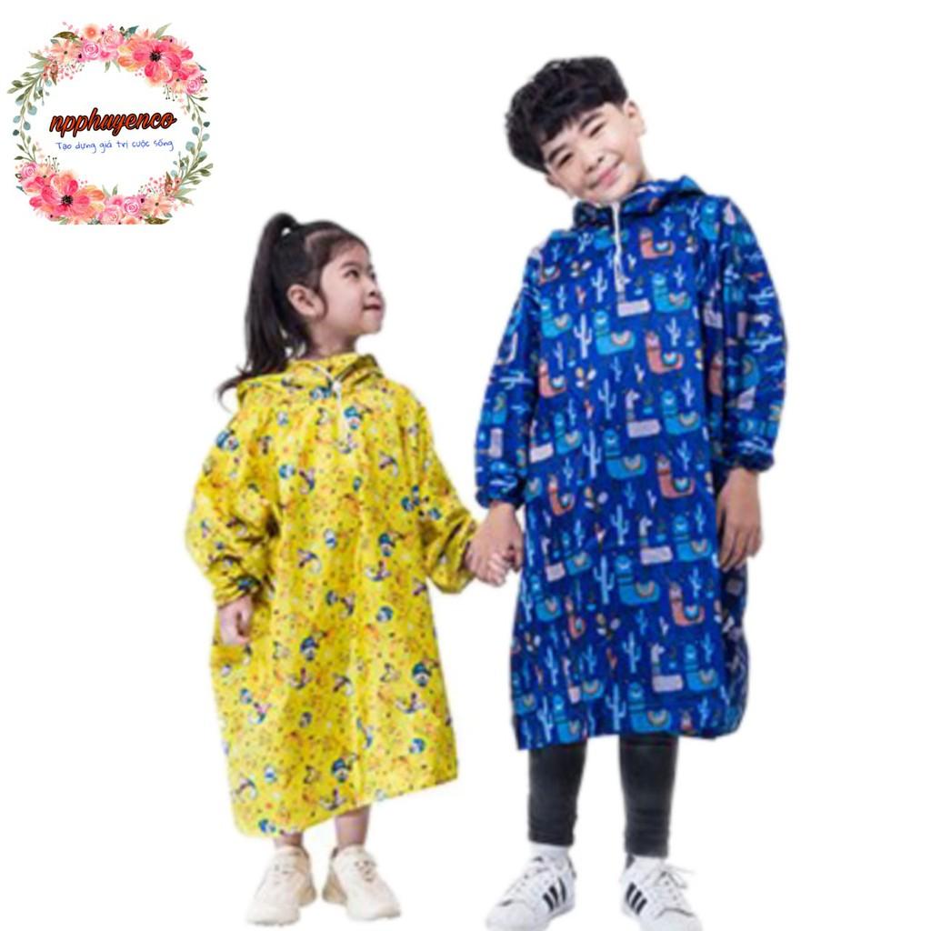 ÁO ĐI MƯA BIT SƯỜN TRẺ EM VẢI DÙ HỌA TIẾT NGỘ NGHĨNH, ĐƯỢC CHỌN MÀU DÀNH CHO BÉ 3 TUỔI -5 TUỒI