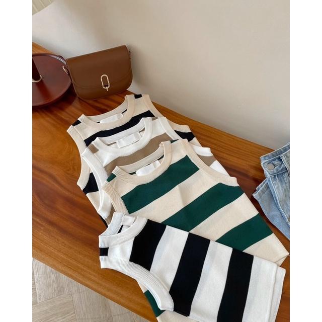 Áo tank top len nữ croptop sát nách kẻ ngang to croptop ôm body 74a04 by germe