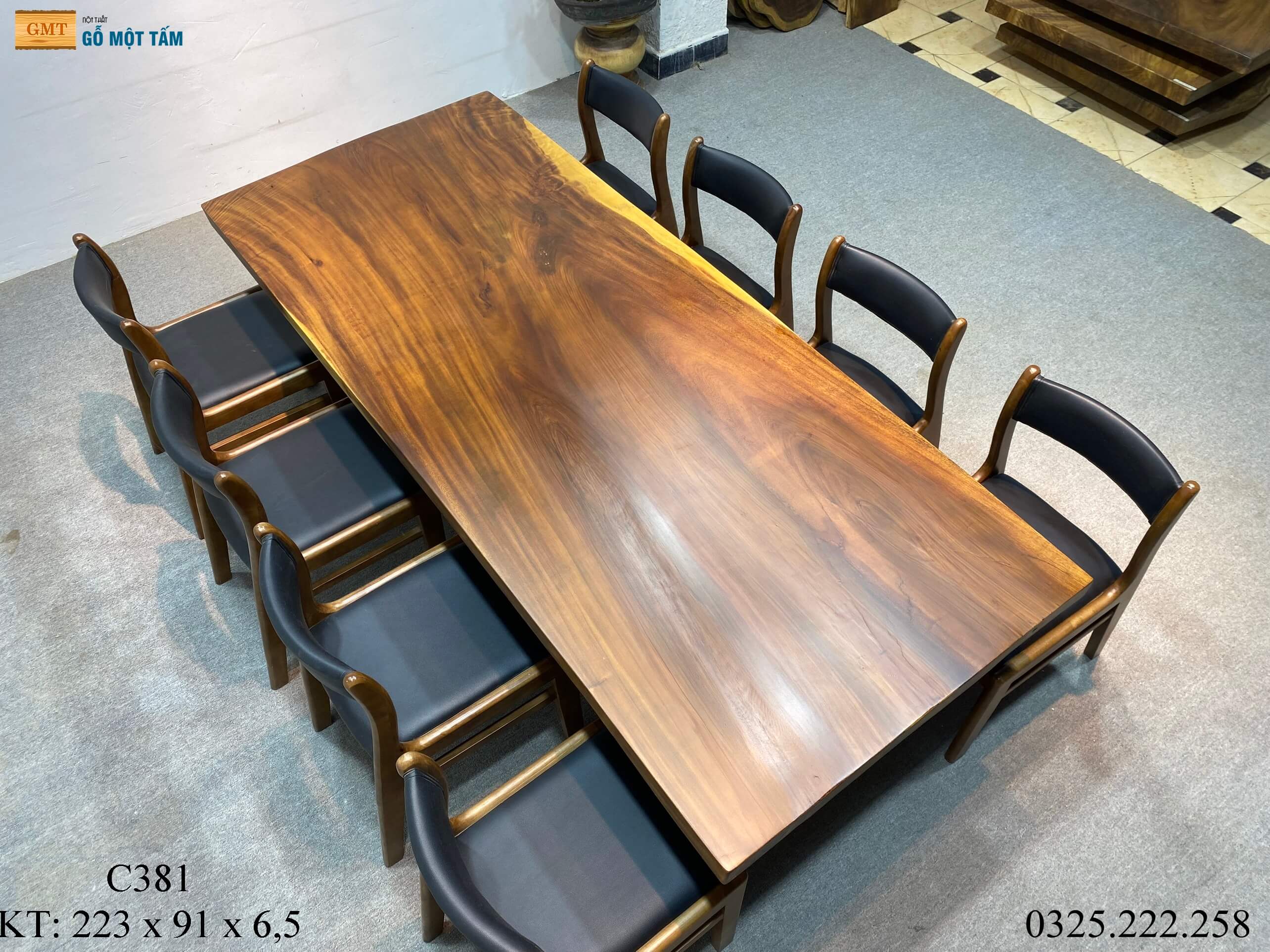 Bàn Sân Vườn Gỗ Me Tây, Bàn Ăn Gỗ Me Tây, Bàn Gỗ Me Tây Nguyên Tấm Dài 2,23m Rộng 91cm Dày 6,5cm