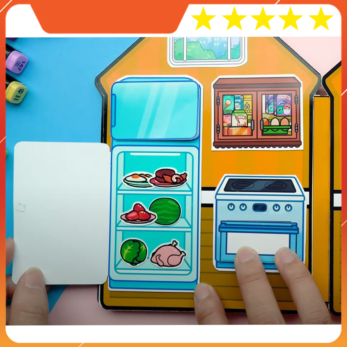 ĐỒ CHƠI NGÔI NHÀ BÚP BÊ GIẤY CẮT THỦ CÔNG DIY_paper MẪU TA00