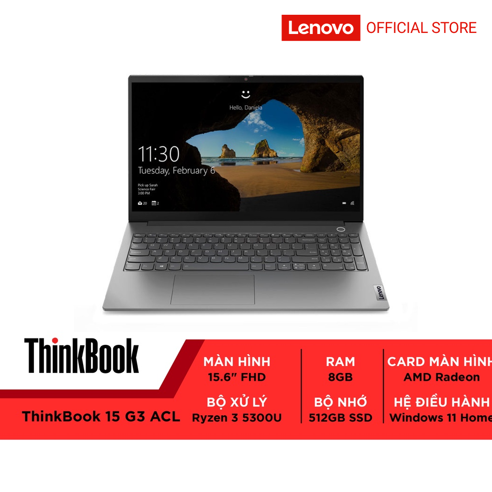 Laptop Lenovo ThinkBook 15 G3ACL 21A400CHVN R3-5300U|8GB|512GB|AMD Radeon|15.6'' FHD|WIN11 - Hàng chính hãng