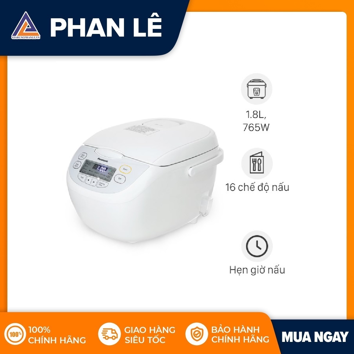 Nồi cơm điện tử Panasonic 1.8 lít SR-CL188WRAM  - Hàng Chính Hãng