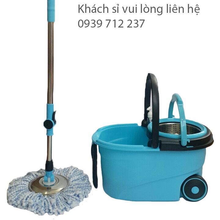 BỘ LAU NHÀ 360 ĐỘ BÁNH XE TO, LỒNG THÁO RỜI VÀ MÂM INOX, SIÊU SẠCH,SIÊU KHÔ