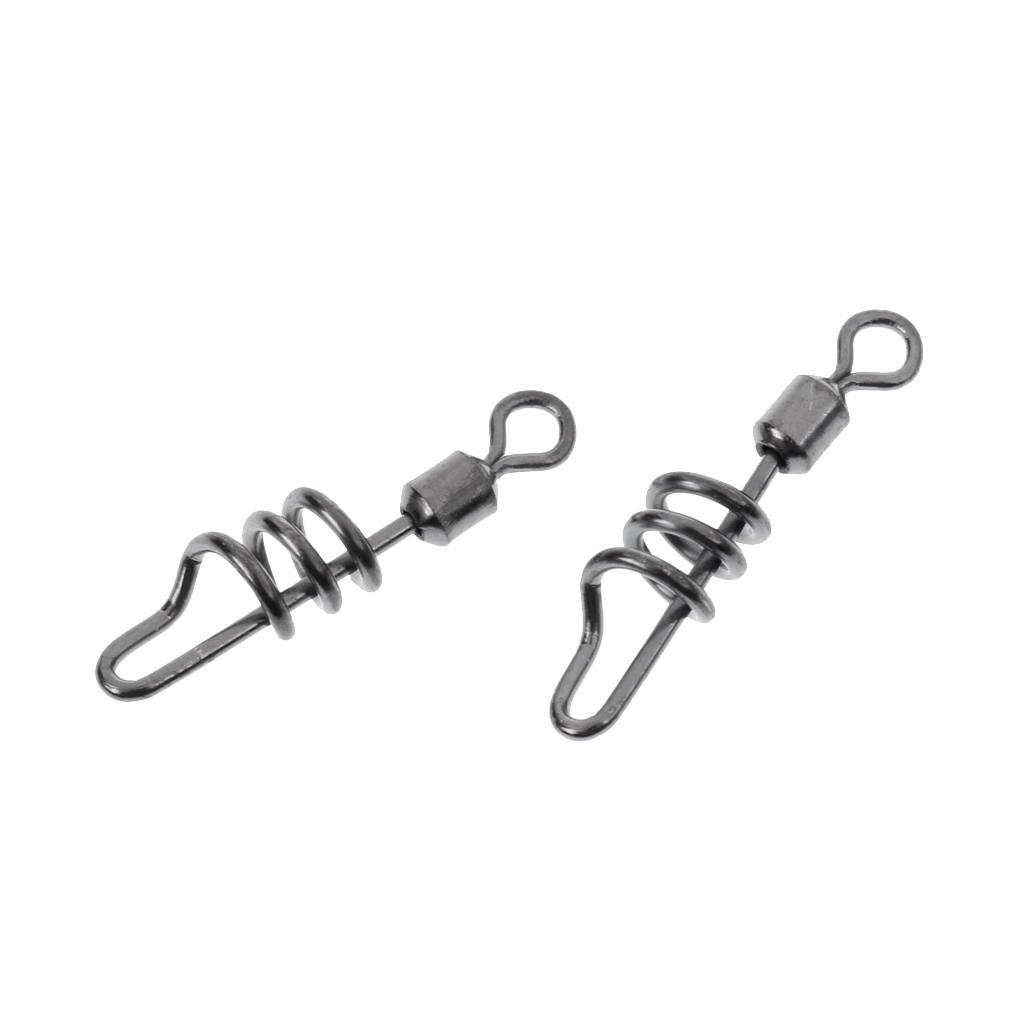Fishing Swivels Ball Bearing Swivel with Coastlock Snap Strong Welded Ring Fishing Swivels Assortment for Saltwater Silver Coated