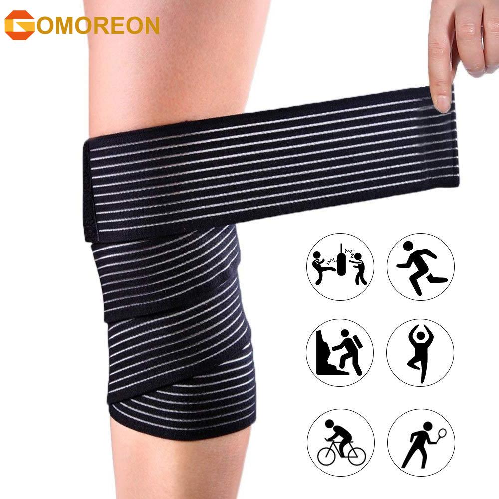 Thể Thao Thun Nén Đầu Gối Băng Tập Thể Dục Điều Áp Dây Đeo Tập Gym Nâng Trọng Lượng Squats Nén Chân Huấn Luyện Quấn Color: Black Size: Length-70cm