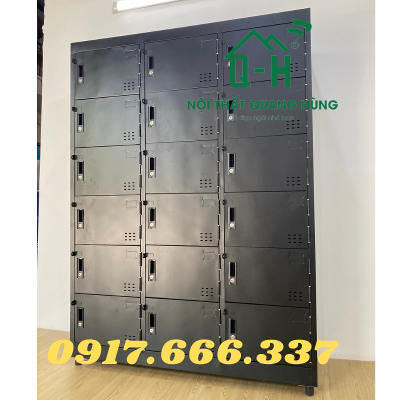 TỦ HỒ SƠ LOCKER TĨNH ĐIỆN 18 NGĂN MÀU ĐEN DÀNH CHO VĂN PHÒNG - 1M8X1M2X45CM