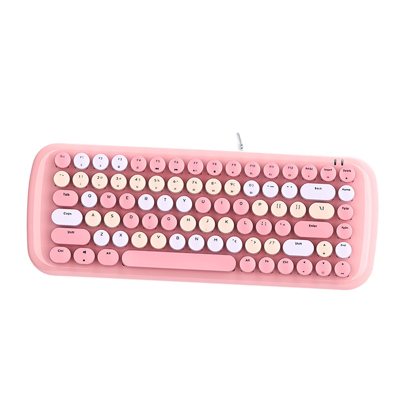 Colorful USB Wired Mechanical Keyboard 84 keys Retro Round Keycaps w/Backlit