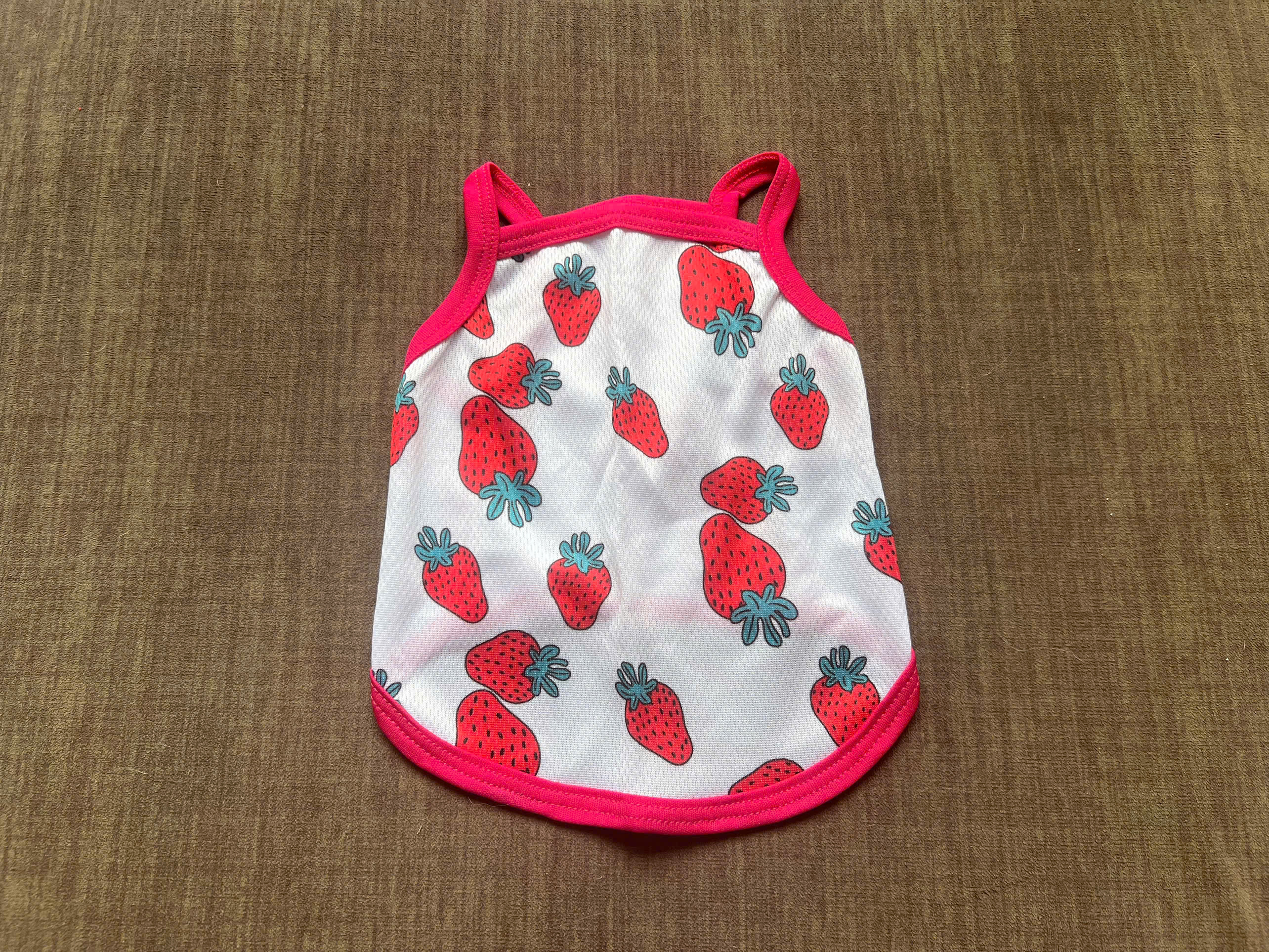 ÁO THUN HAI DÂY DÂU TÂY THÔNG HƠI SIÊU CUTE TỪ 1-7.5KG DÀNH CHO THÚ CƯNG CHÓ MÈO