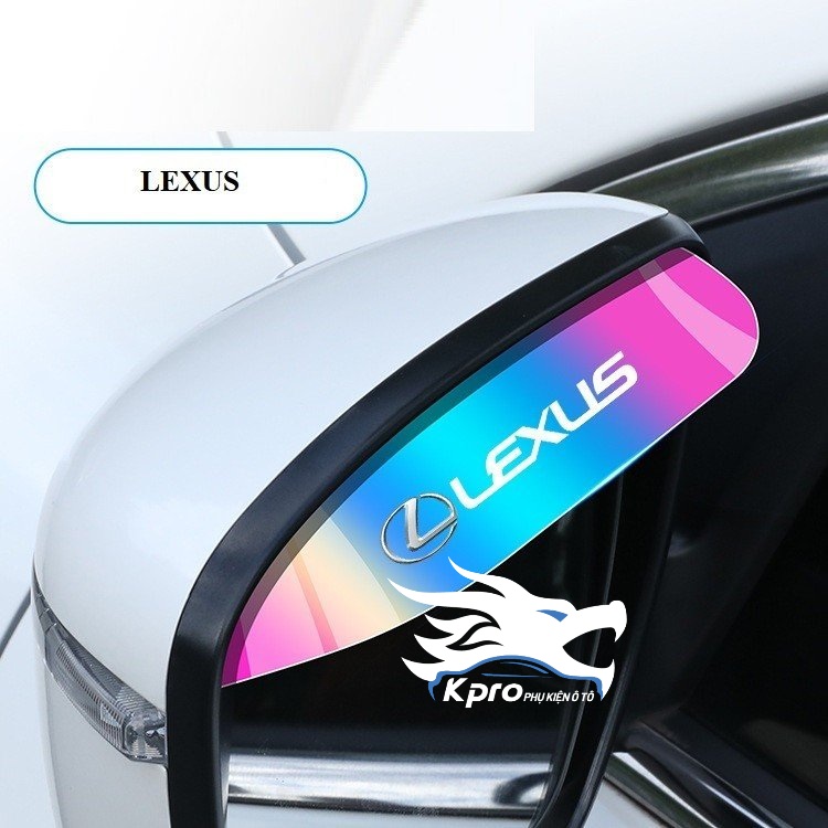 Bộ 2 miếng vè che mưa gương hậu ô tô phản quang 7 màu có logo - Hàng Kpro chất lượng cao - Lexus