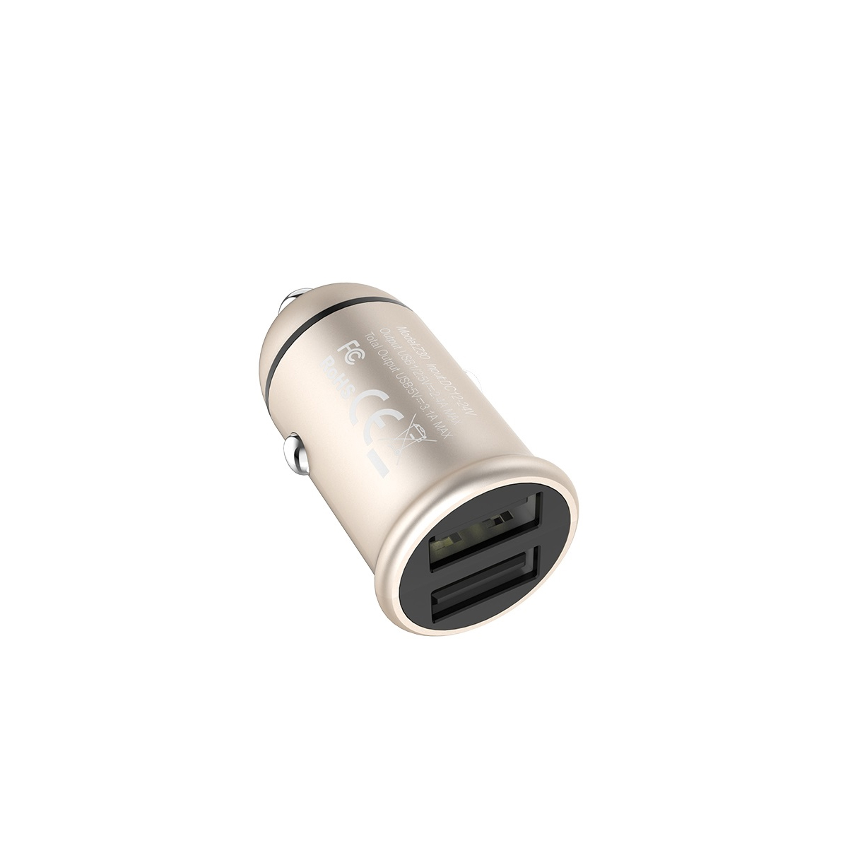 Tẩu Sạc Oto 2 Cổng USB -Hoco Z30 + Tặng Cáp Lightning - Chính Hãng