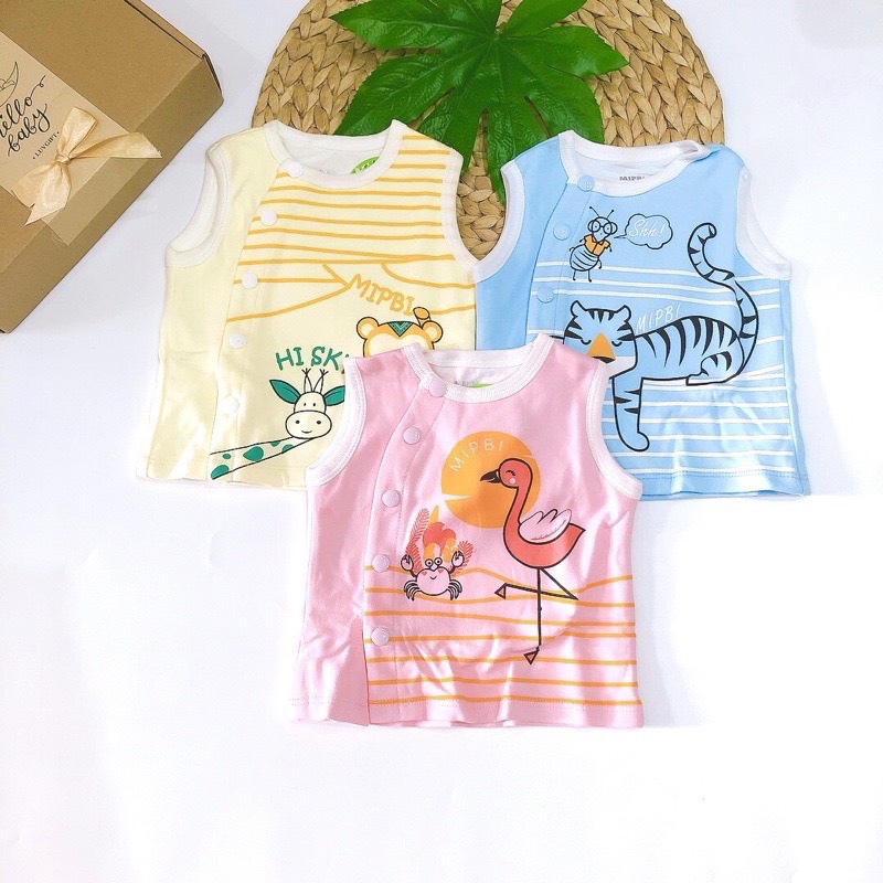 Áo gile Mipbi cotton 2 lớp màu dễ thương cho trẻ sơ sinh