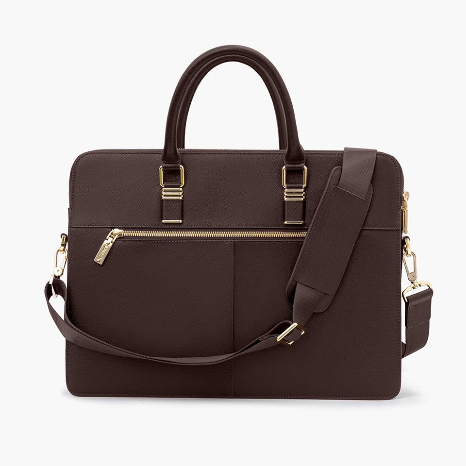 Cặp Da Công Sở Túi Xách Nam Chính Hãng GENCE CDX19 Da Bò Cao Cấp Màu Nâu