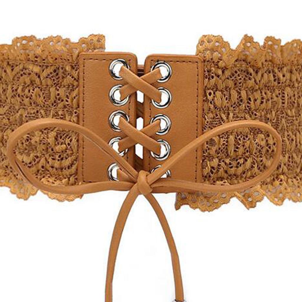 PU Leather Wide Waist Strap Lace Elastic Corset Belt For Women