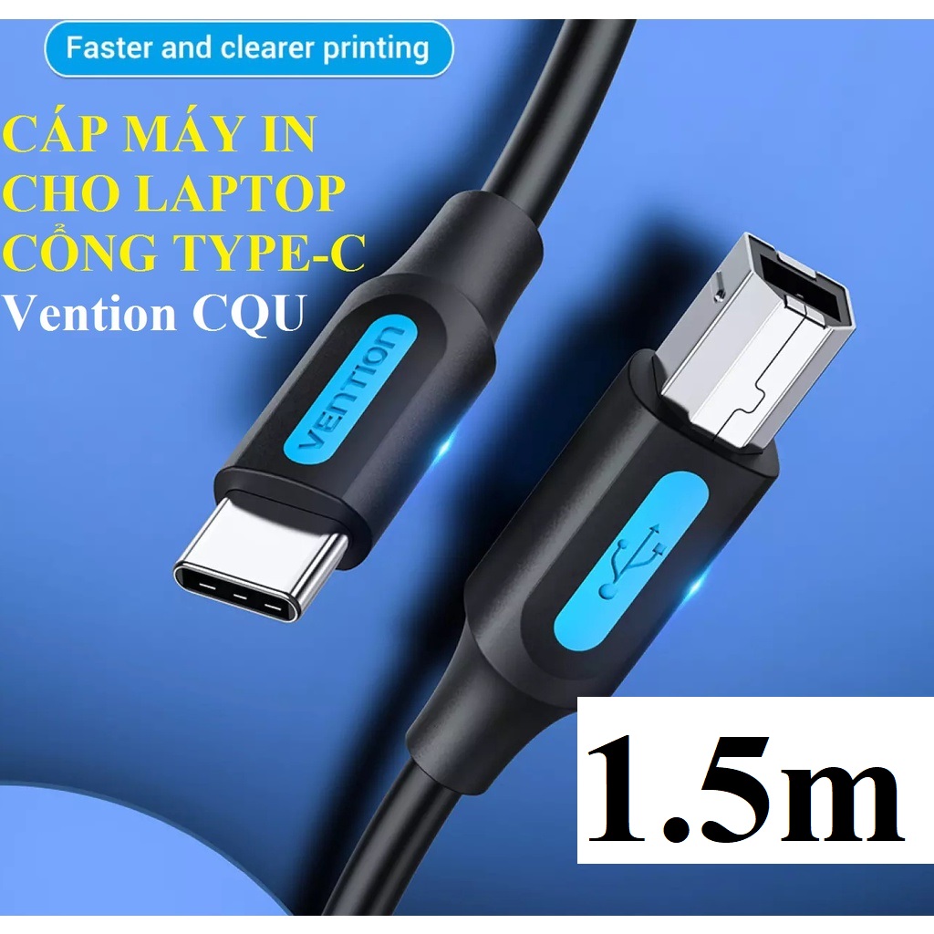 Cáp máy in type-C 2.0 male to B male cable dành cho laptop giao diện type-C Vention CQUBH - Hàng chính hãng