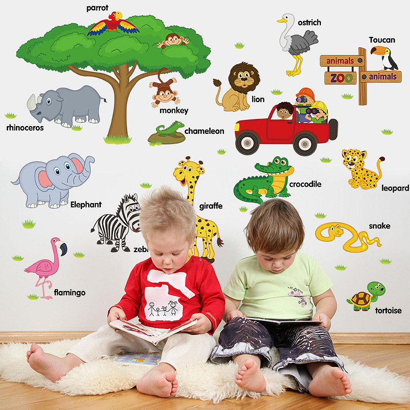 Decal dán tường từ tiếng anh về loài vật cho bé ZOOYOO SK9084-kiddecals