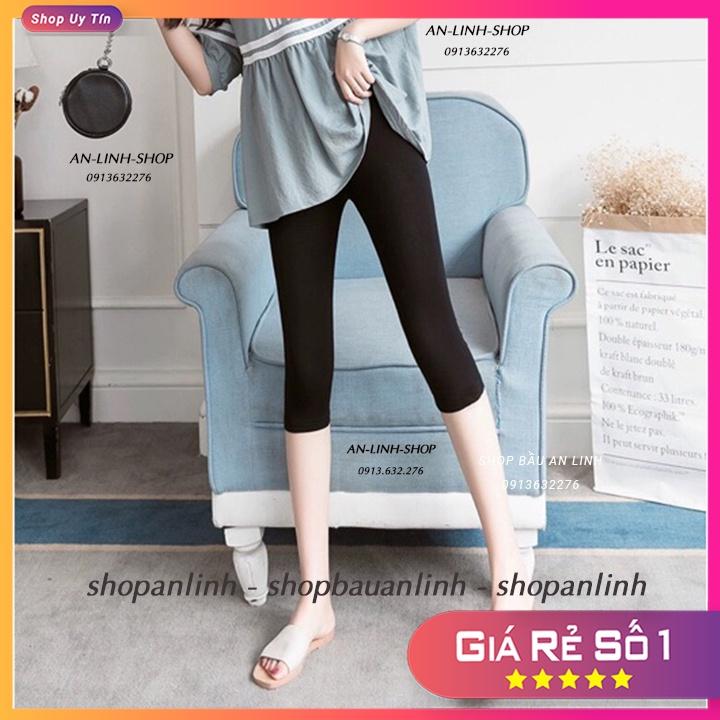 Quần bầu legging LỬNG trơn siêu đẹp co giãn thoải mái có chun chỉnh