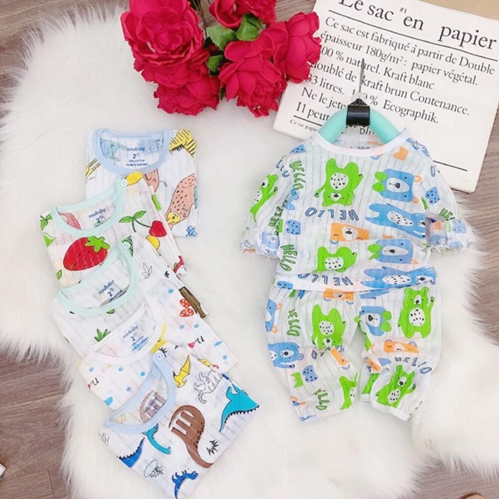 Bộ dài tay cotton giấy cài vai cho bé sơ sinh hàng đẹp - B06