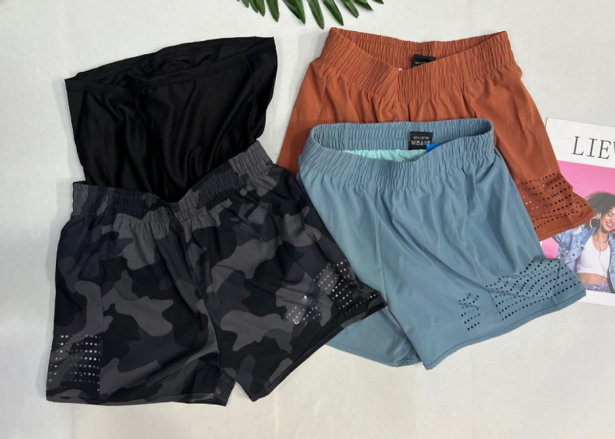 Quần Đùi 2 Lớp Tập Gym Nữ Siêu Đẹp - ĐEN, ĐEN