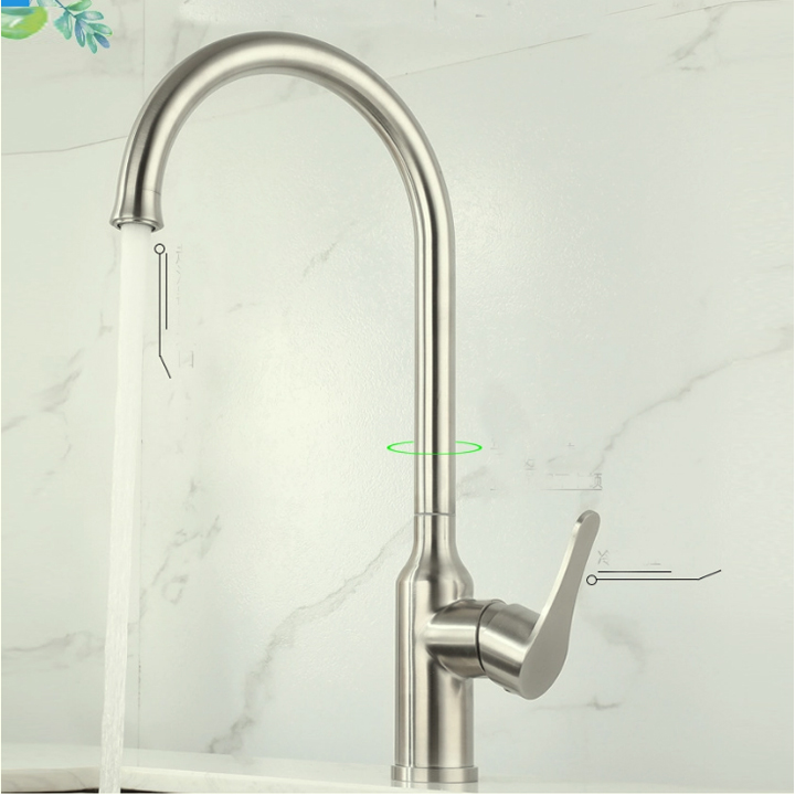 Vòi Rửa Chén Nóng Lạnh Thân Lớn Inox 304 Mờ