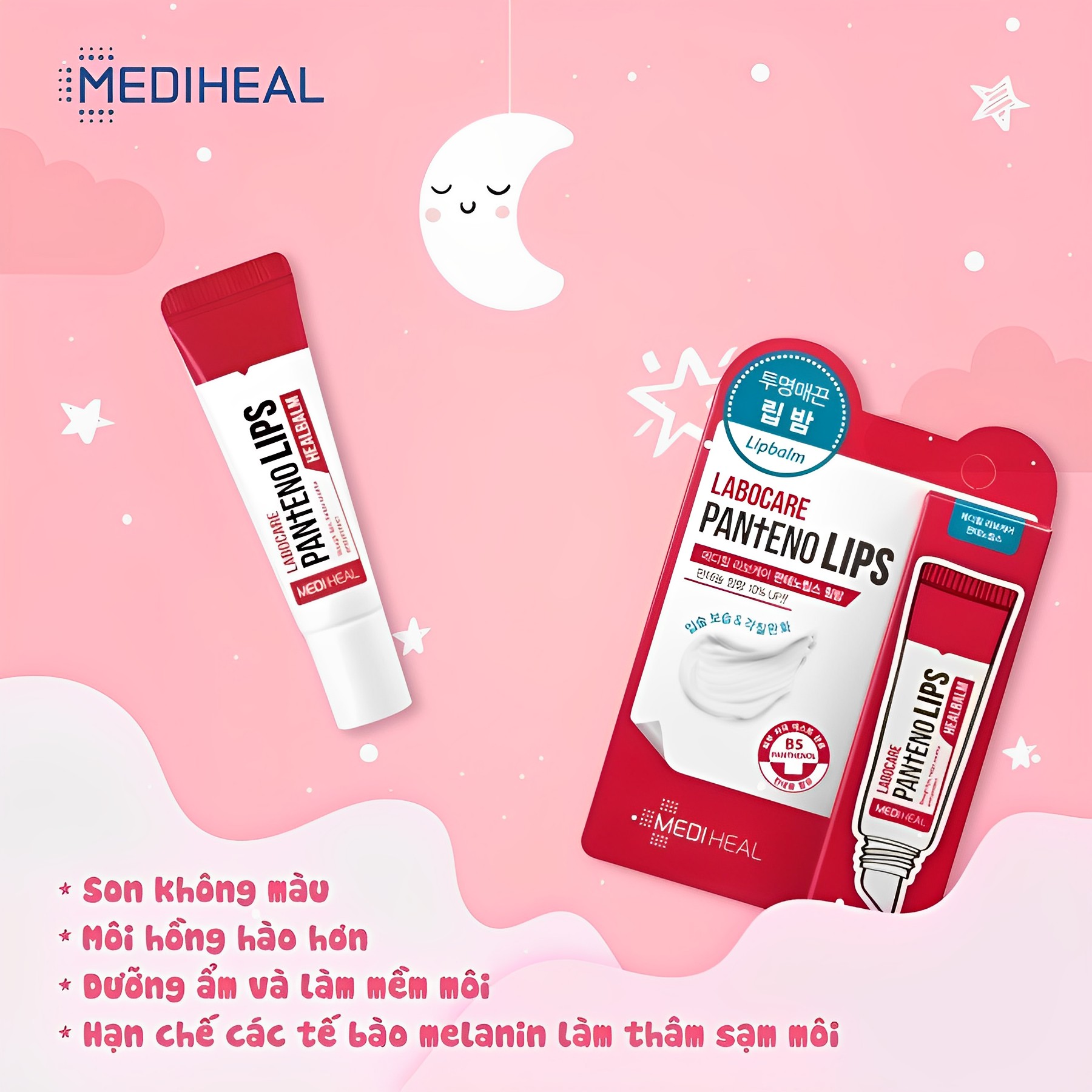 Son Dưỡng Môi Mediheal Labocare Pantenolips Healbalm Ban Đêm (Đỏ) 10ml