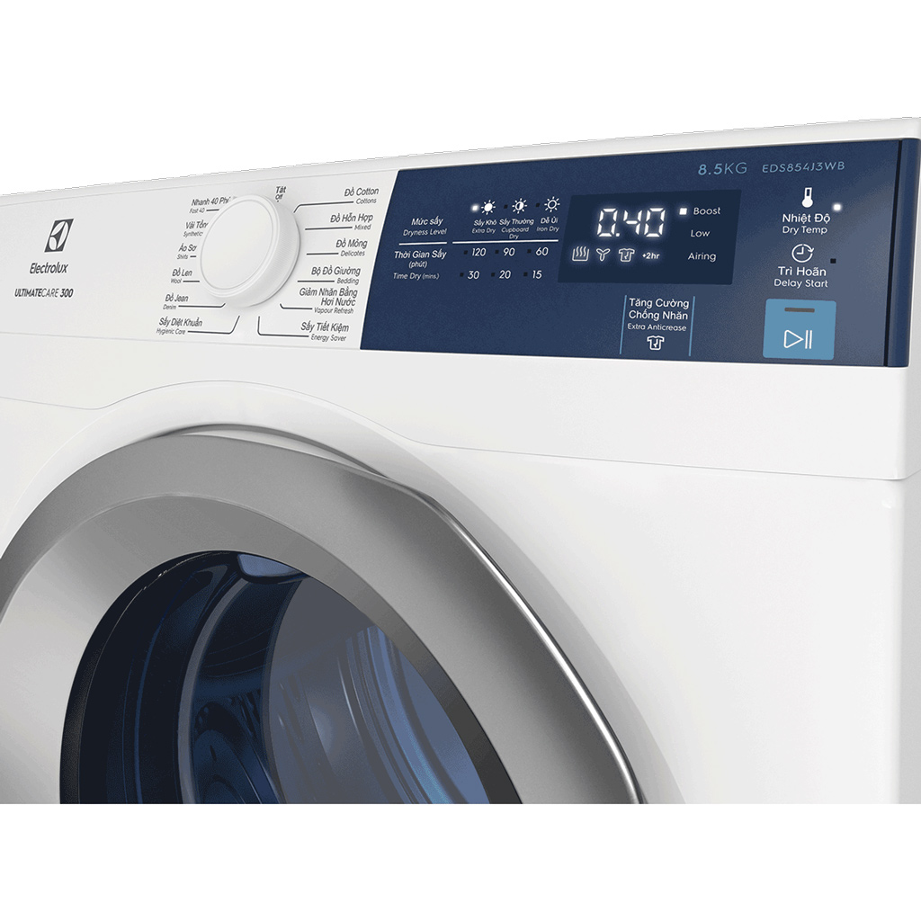 Máy sấy quần áo Electrolux 8.5 kg EDS854J3WB Trắng - Hàng chính hãng [Giao HCM/HN]