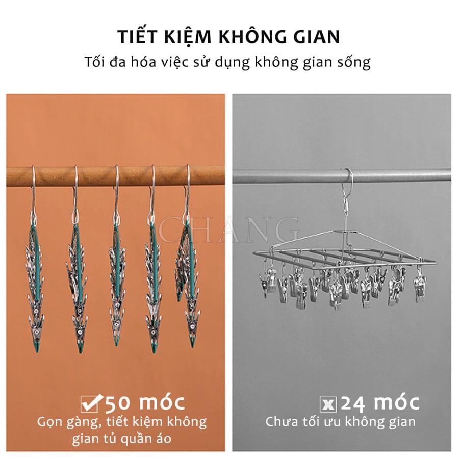 Móc Phơi Đồ Lót, Tất Vớ Đa Năng Bọc Sơn Tĩnh Điện Có Khoá Chống Trơn Chống Trượt 10 Kẹp Nhỏ Tiện Lợi