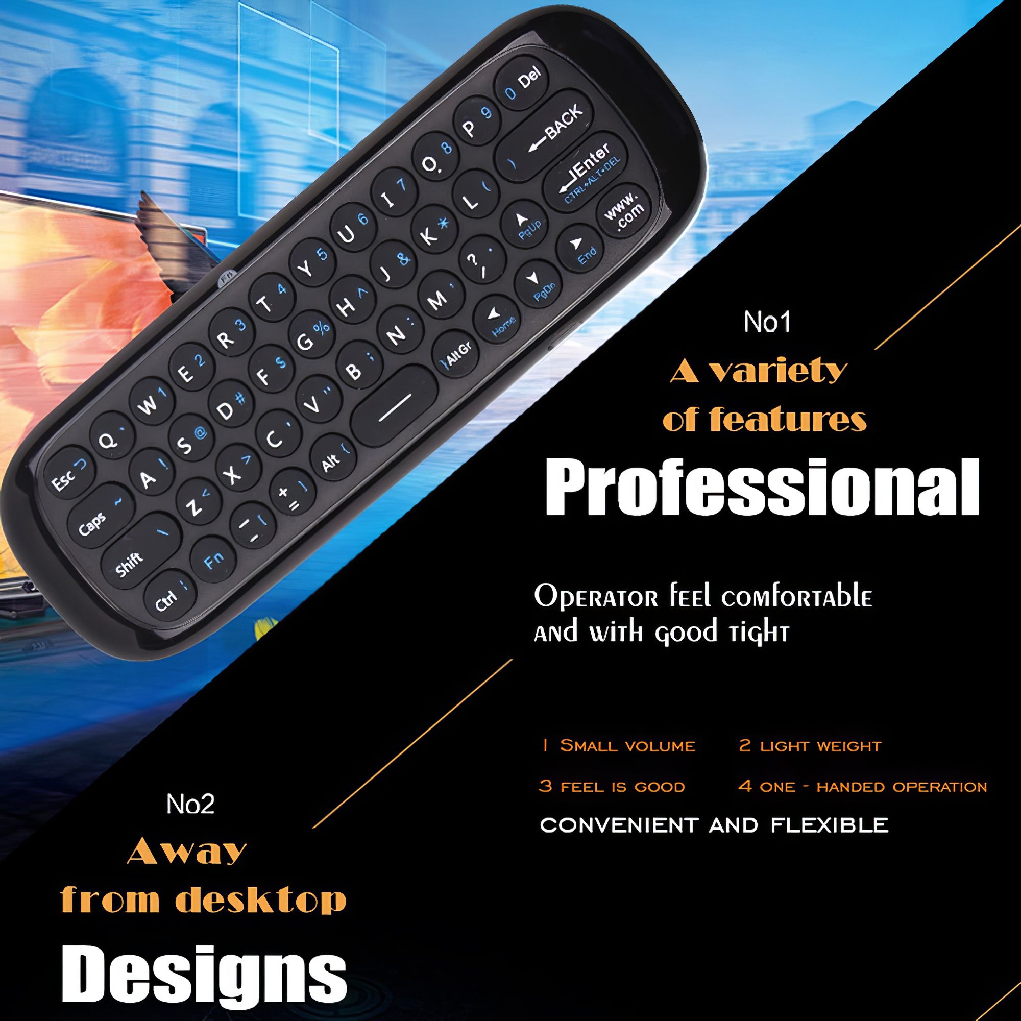 Điều khiển từ xa - chuột bay W1 2.4GHz Wireless Keyboard, Cảm biến hồng ngoại và chuyển động tích hợp bàn phím