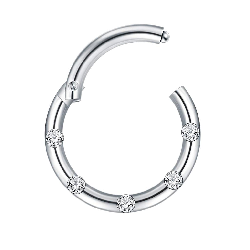 2 Pieces Seamless Hinged Nose Ring with Rhinestone Body Jewelry 16G 1.2x8mm